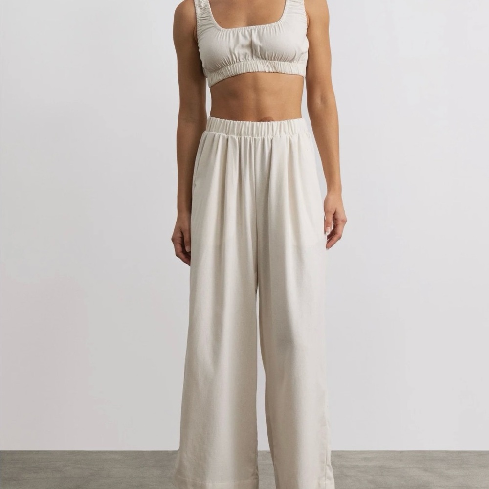 OZMA Crop Wide Leg, Regen Silk Noil, Natural